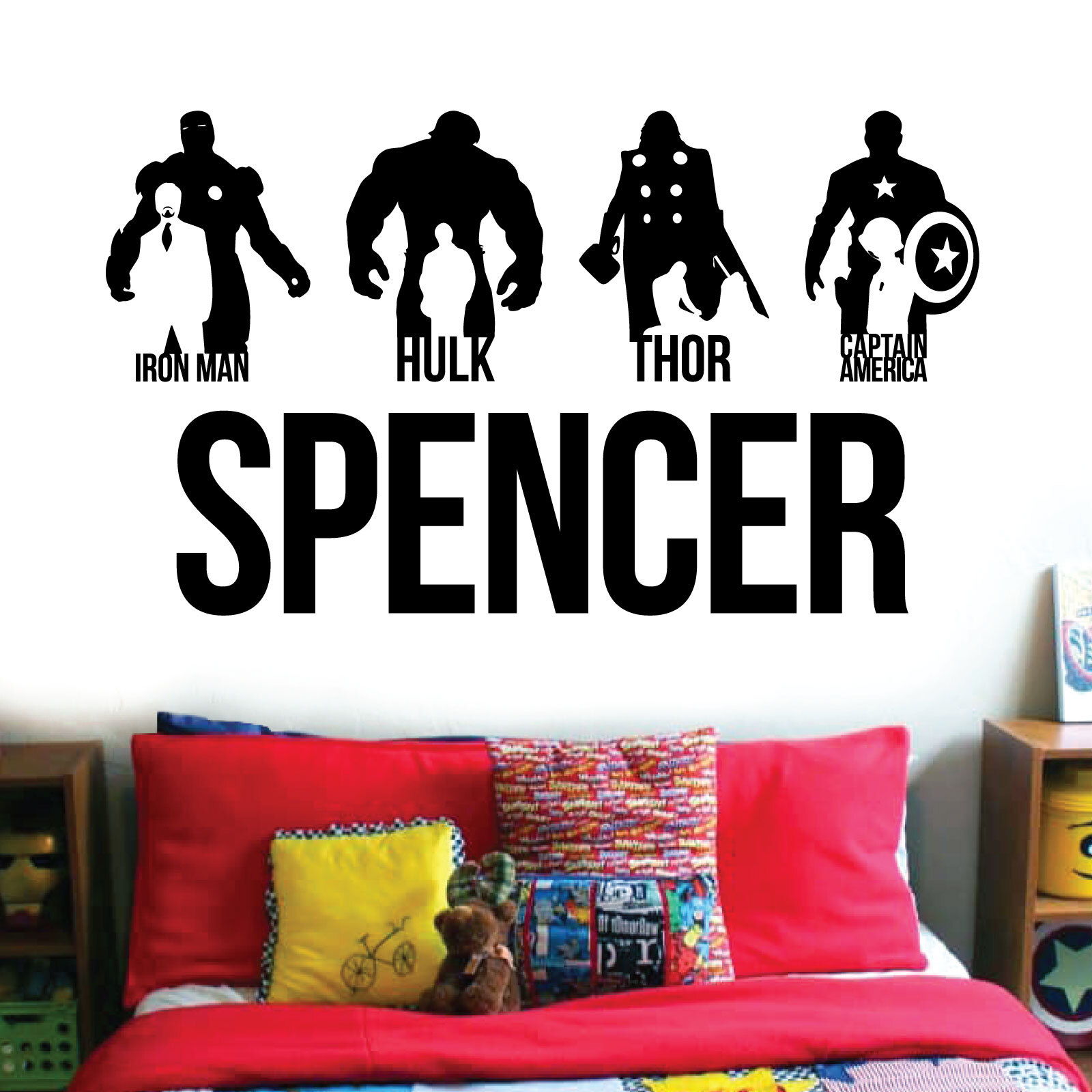 Avengers Personalised Name Children Wall Art Sticker – Marvel, Iron Man, Capt…