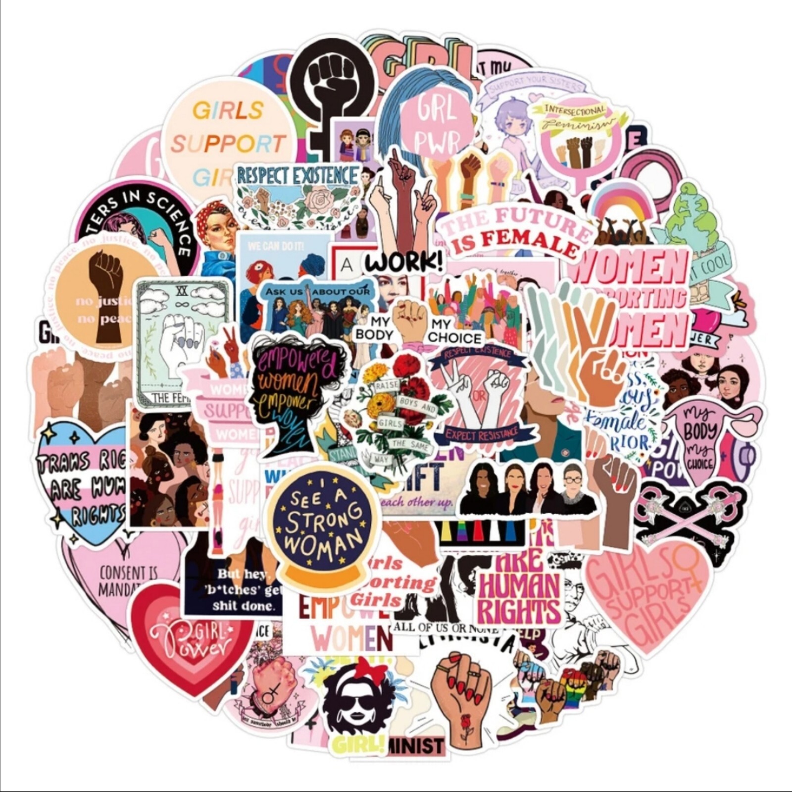 20 PCS Feminist Womens Girls Rights Power Stickers BRAND NEW