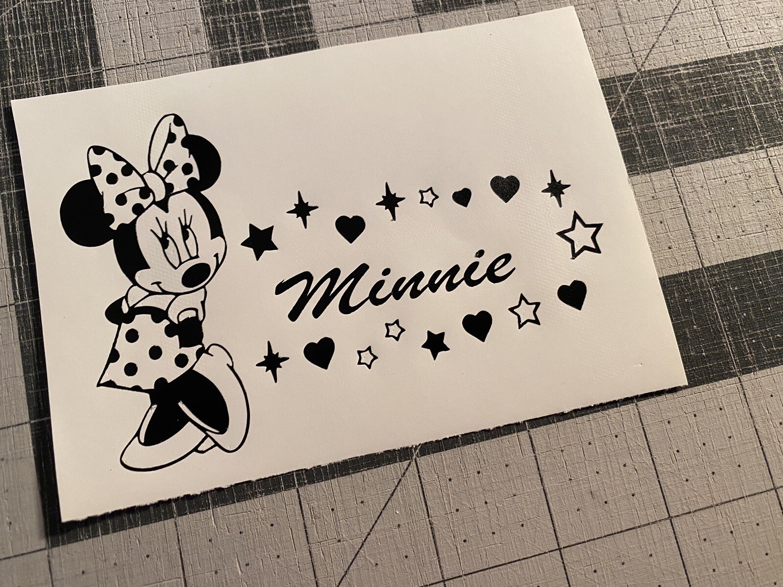 Vinyl Decal – Minnie Mouse (Customize with Name), Various Colors & Sizes