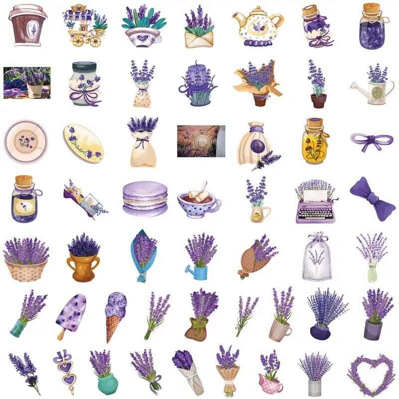 LAVENDER Vinyl Stickers~Purple WATERCOLOR Flower Wildflower~4 Waterbottle Laptop