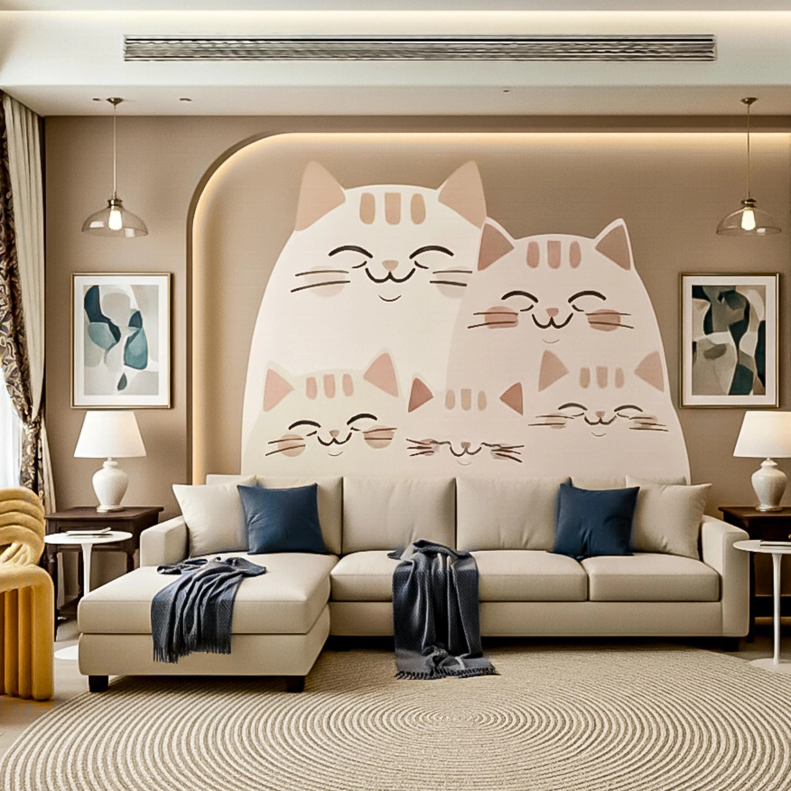 Cute Cat Family Wall Decal | Nursery Cat Stickers