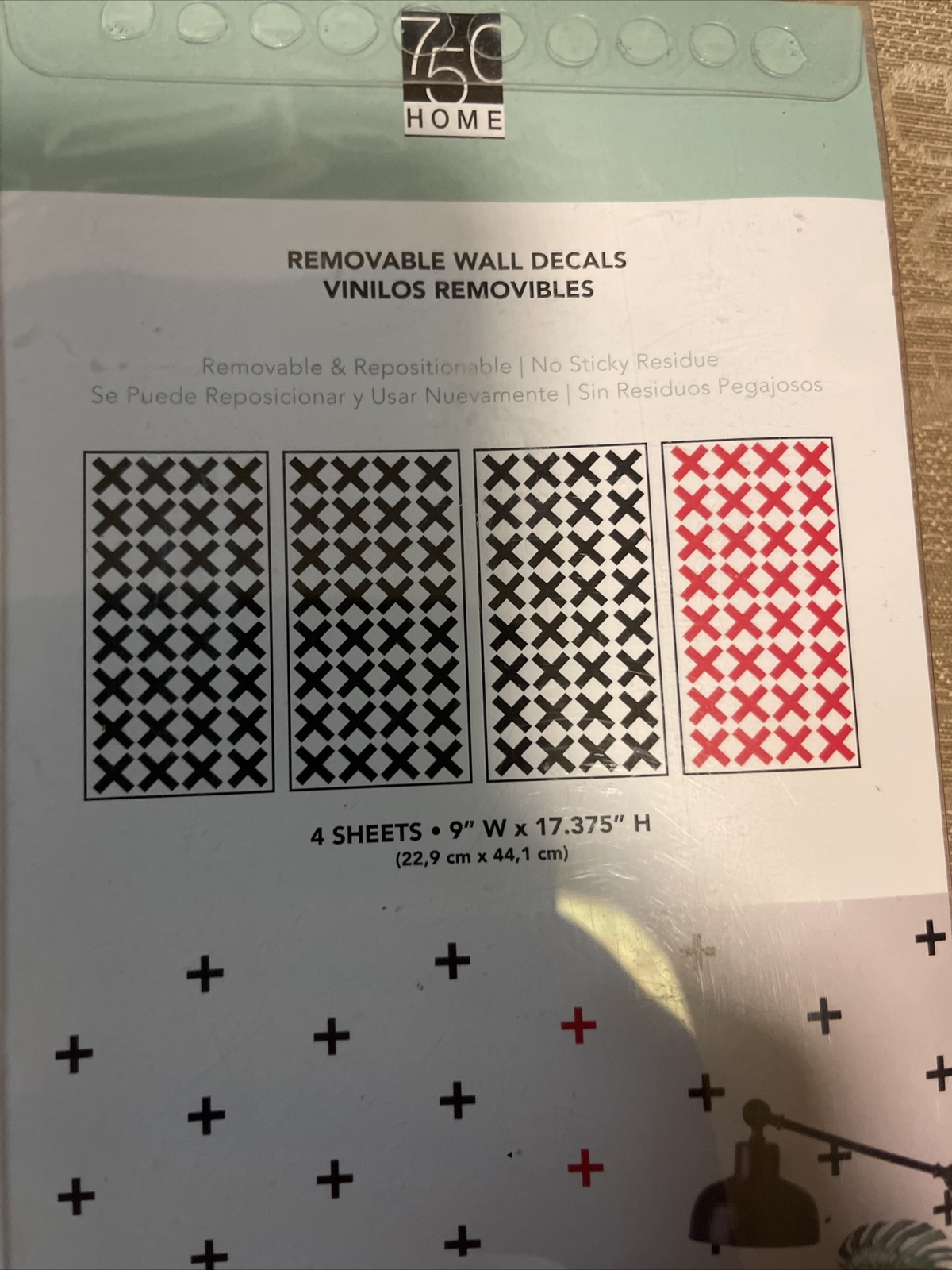 NEW! Removable Wall Decals Stickers Red & Black (X)’s 4 sheets