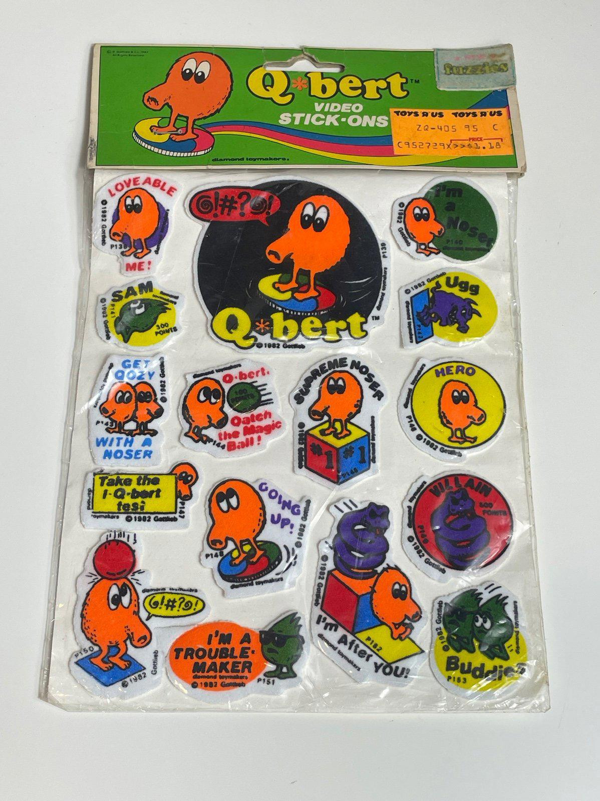 Qbert Atari Vintage 1982 Sealed Puffy Fuzzies Sheet of Stickers