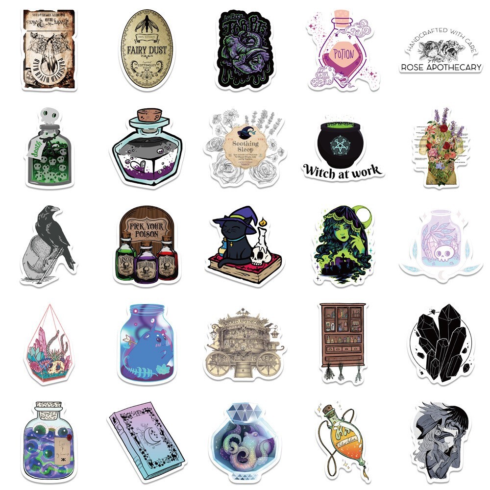 200pcs SPIRITUAL Stickers Pack, Crystal Potion Gothic Stickers, #050112139