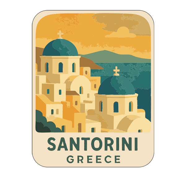 Santorini Greece Sticker Decal Vinyl Die-Cut Symbolic Landmark Design