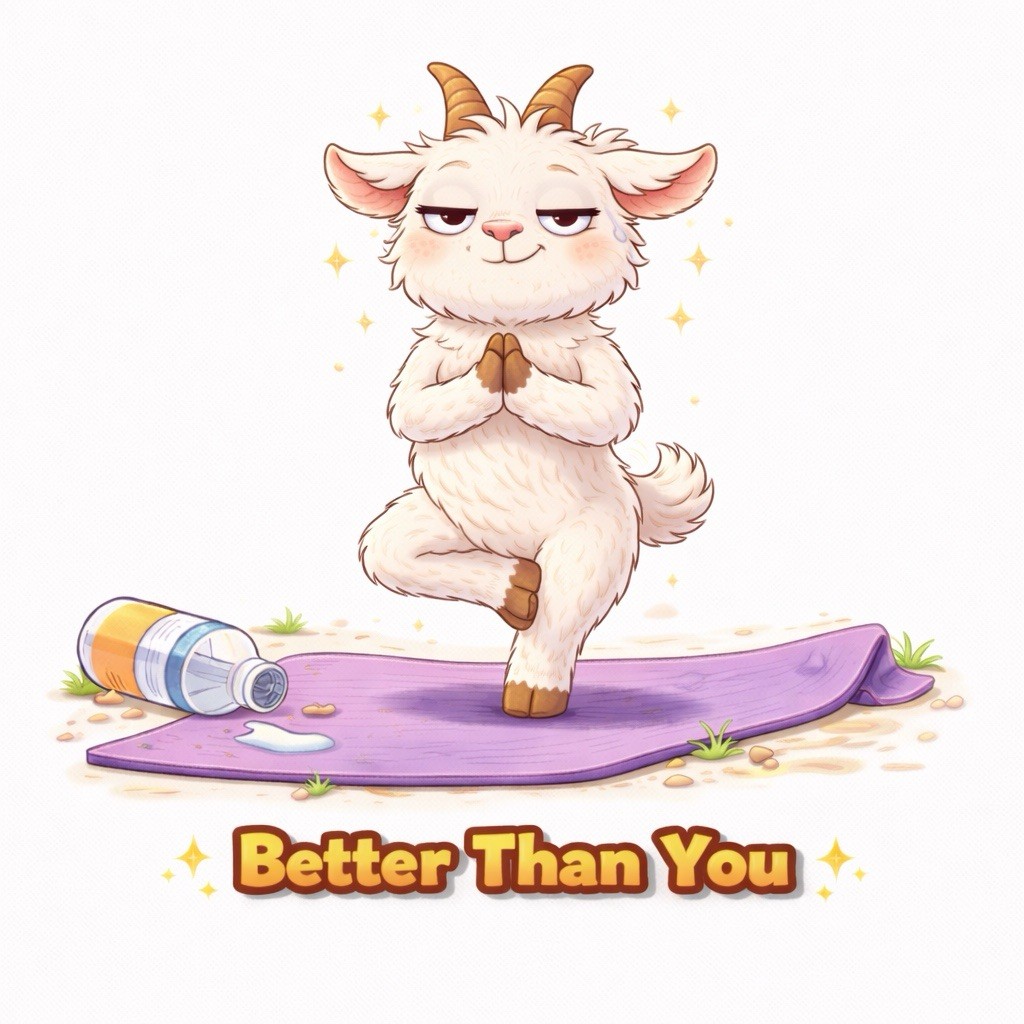 Funny Goat Yoga Sticker Set 12 Pack Cute Meme Relatable Humor with Bonus