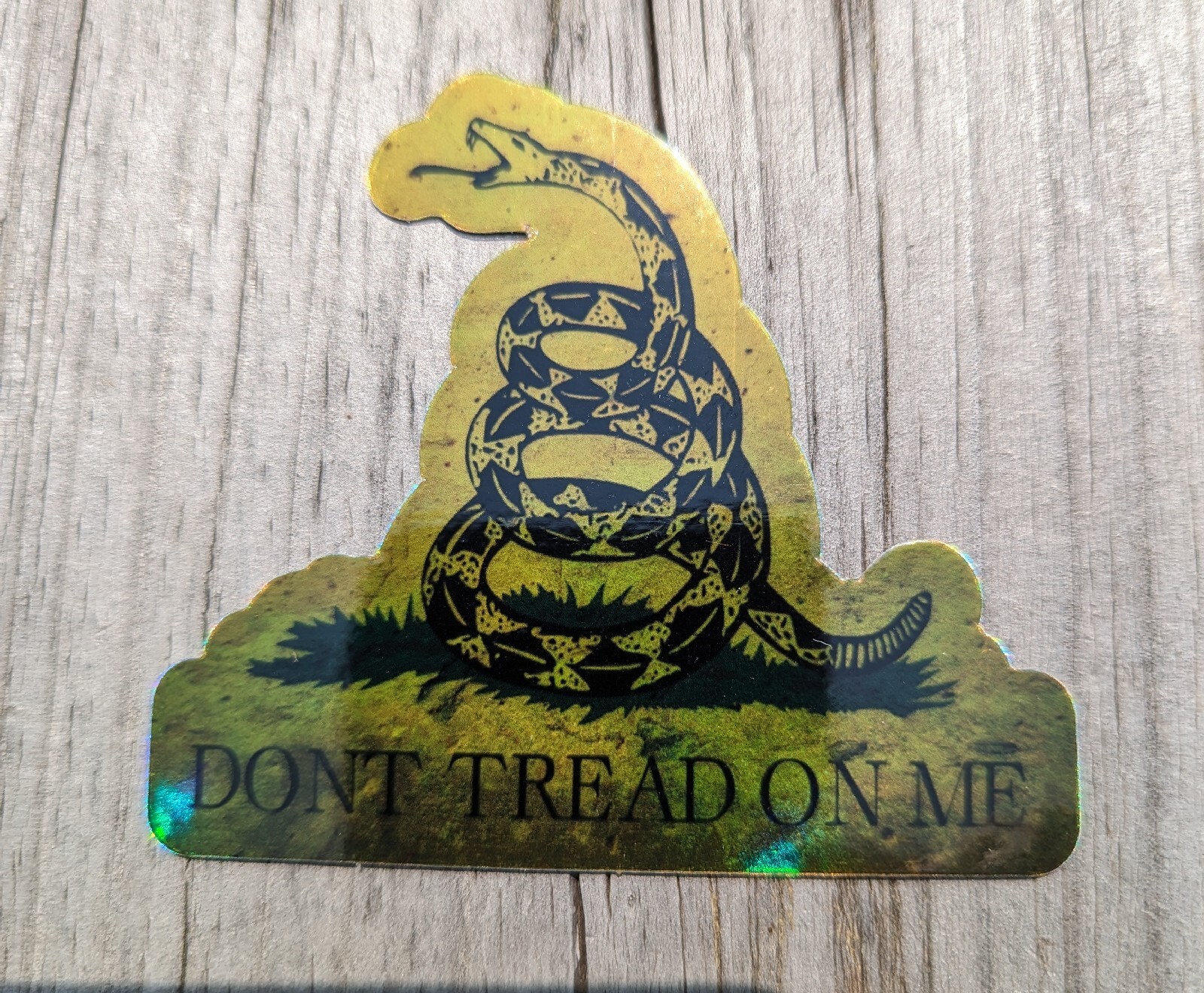 Don't Tread On Me Die Cut Holographic Sticker Gadsden Flag 2A 3 x 2.65 Inches