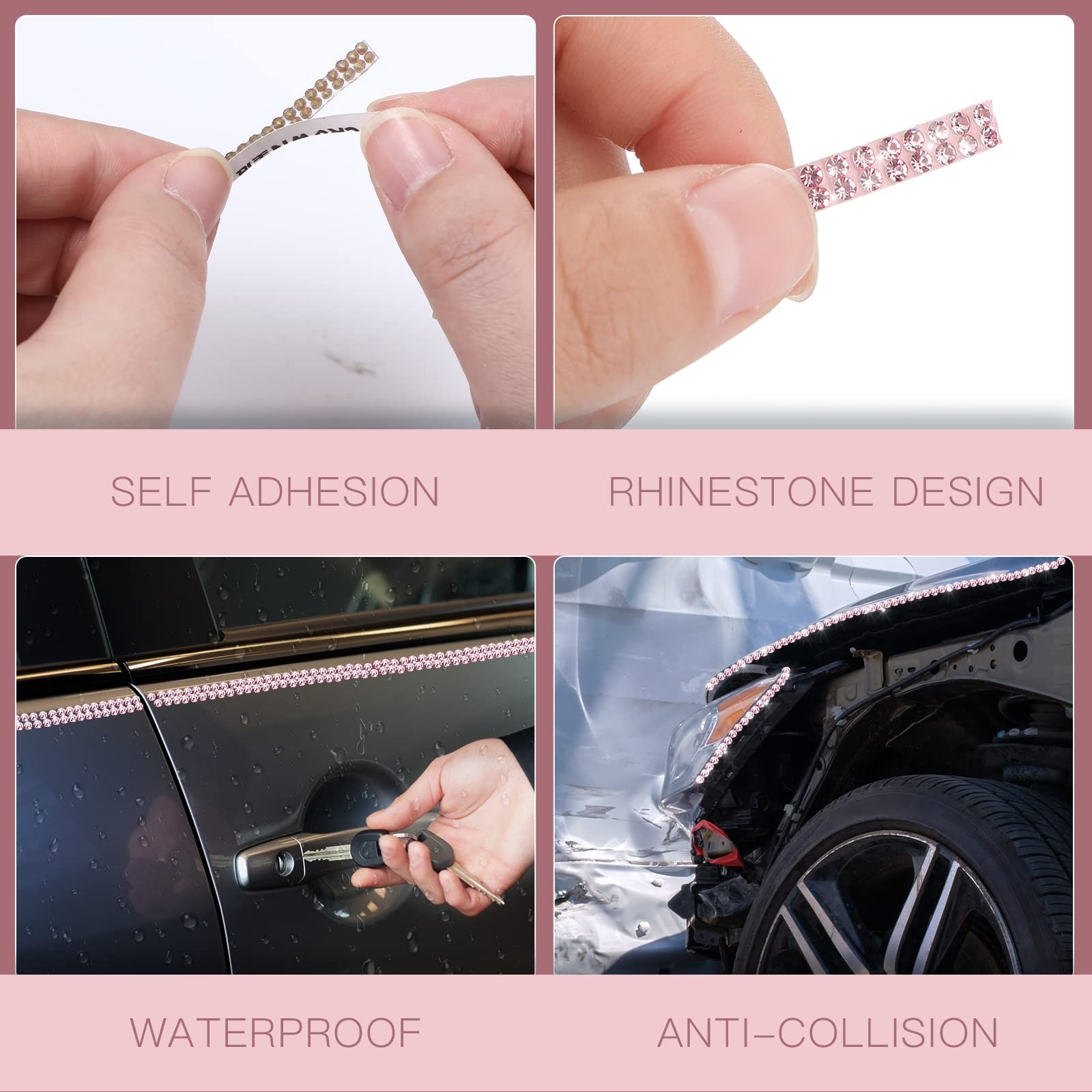 32.8Ft Self-Adhesive Rhinestone Car Trim for Interior and Exterior Decoration