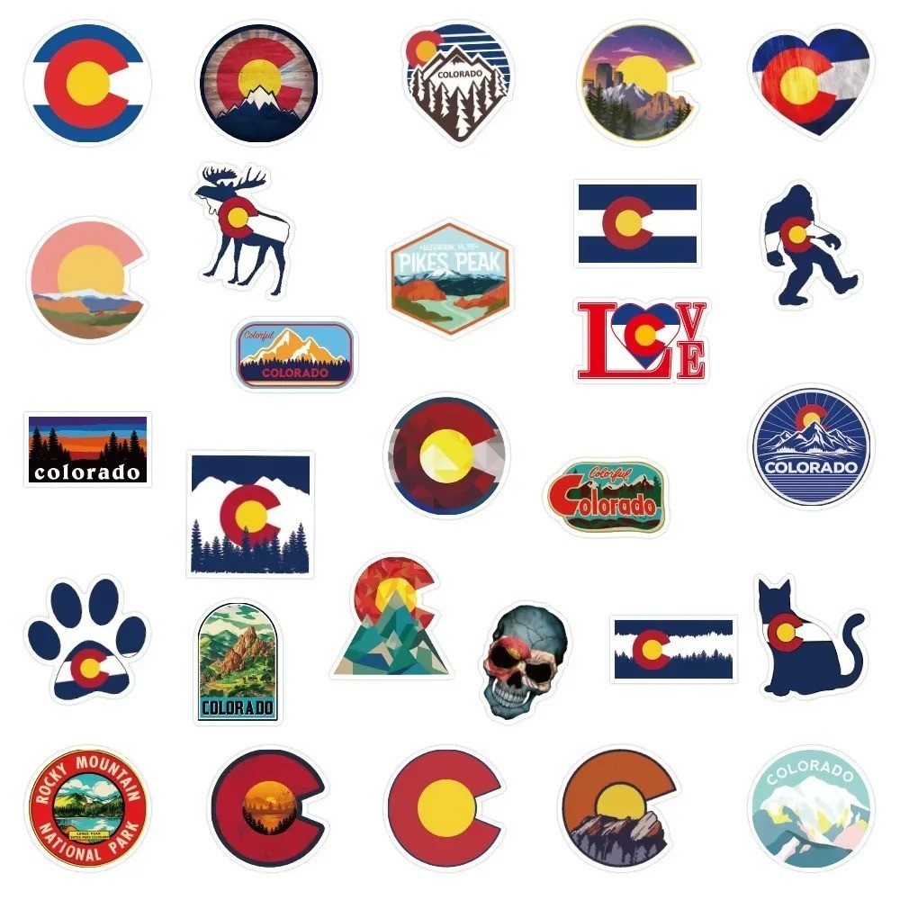 50pcs Colorado Stickers, Waterproof Non-residue Vinyl Stickers, #091