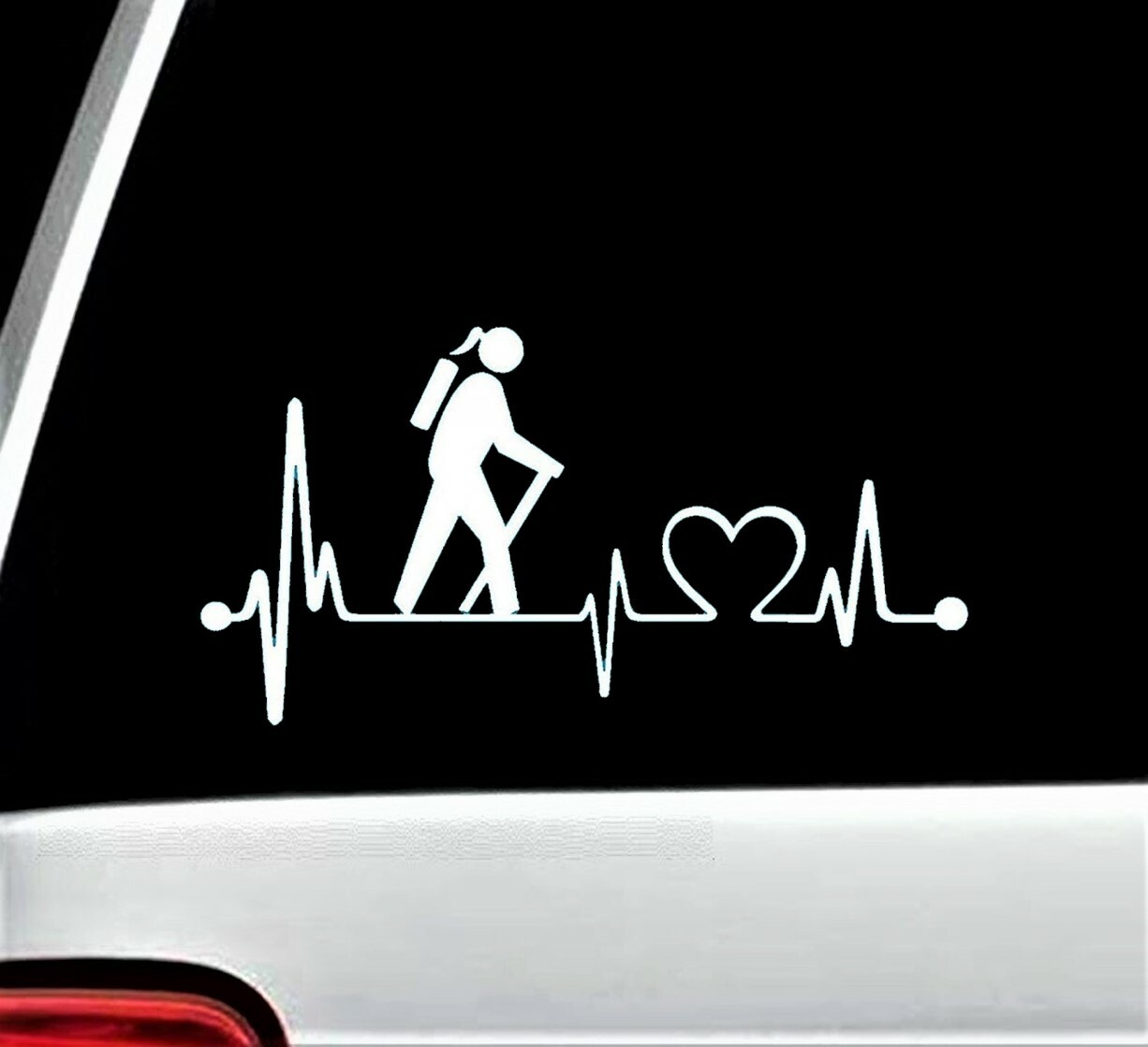 Hiking Girl Heartbeat Decal Sticker Lifeline Hiking Camping Backpack Tent K1012
