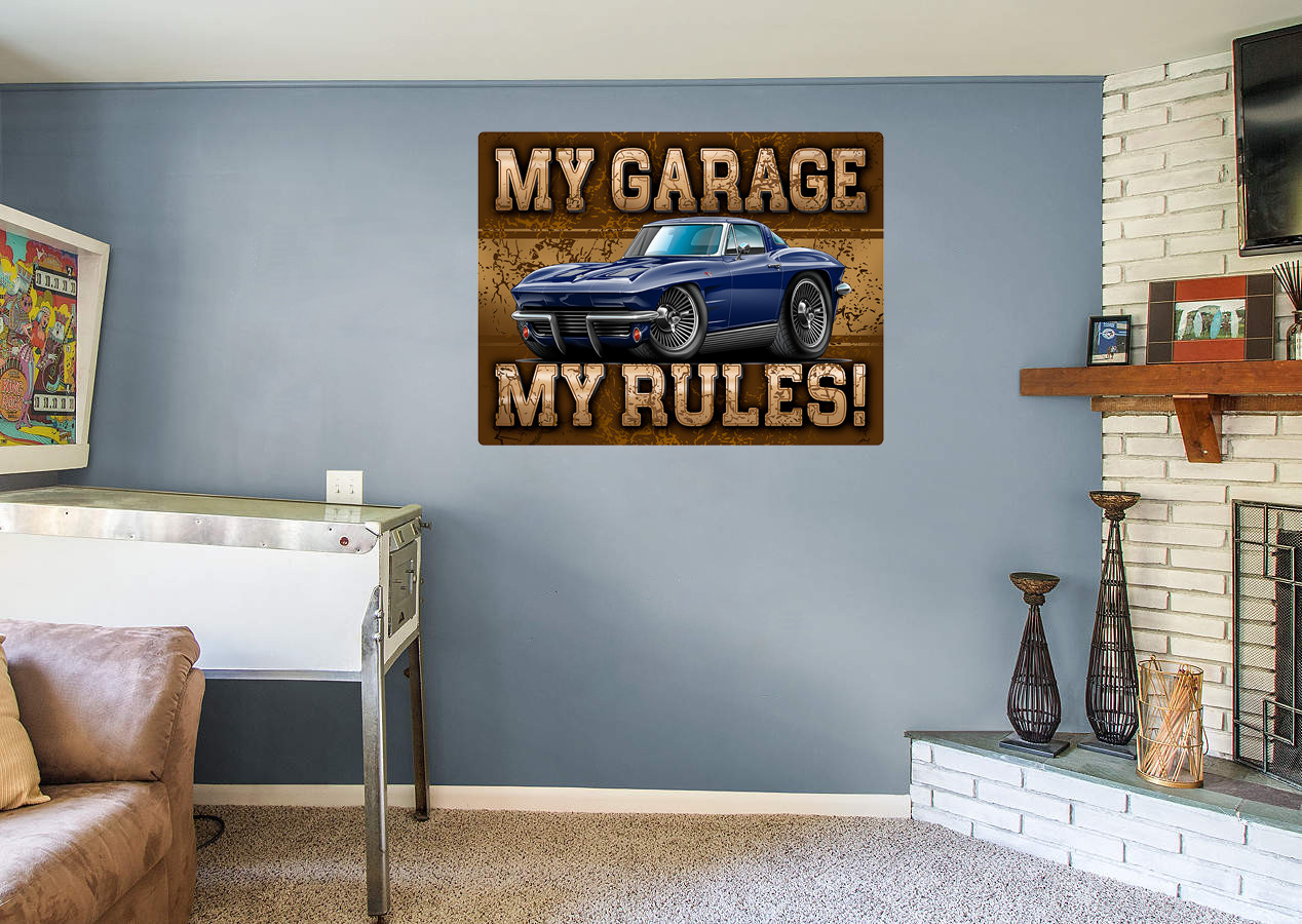 1963 Corvette Split Window Coupe My Garage My Rules Wall Art Graphic Sticker