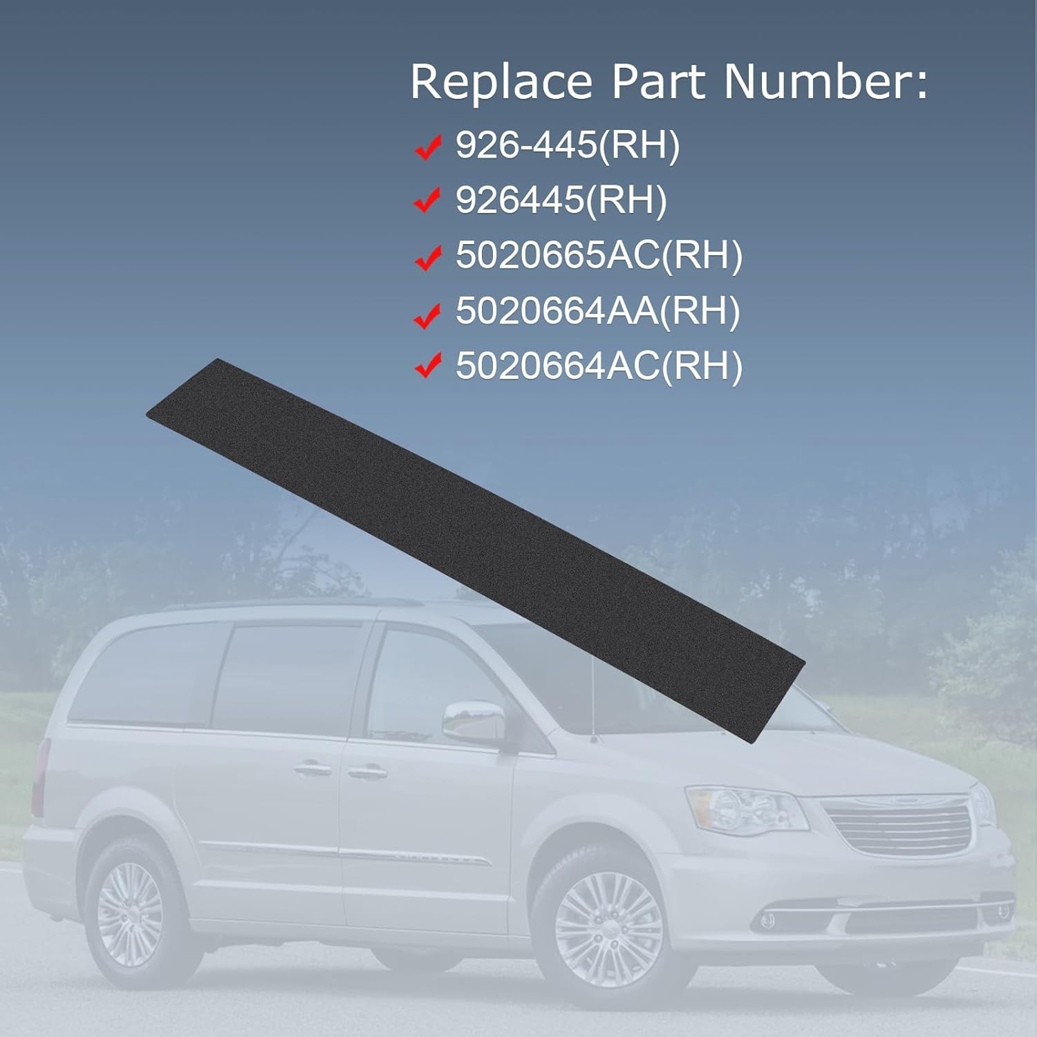 B-Pillar Side Molding Windshield Door Outer Trim Right for Chrysler Town Country