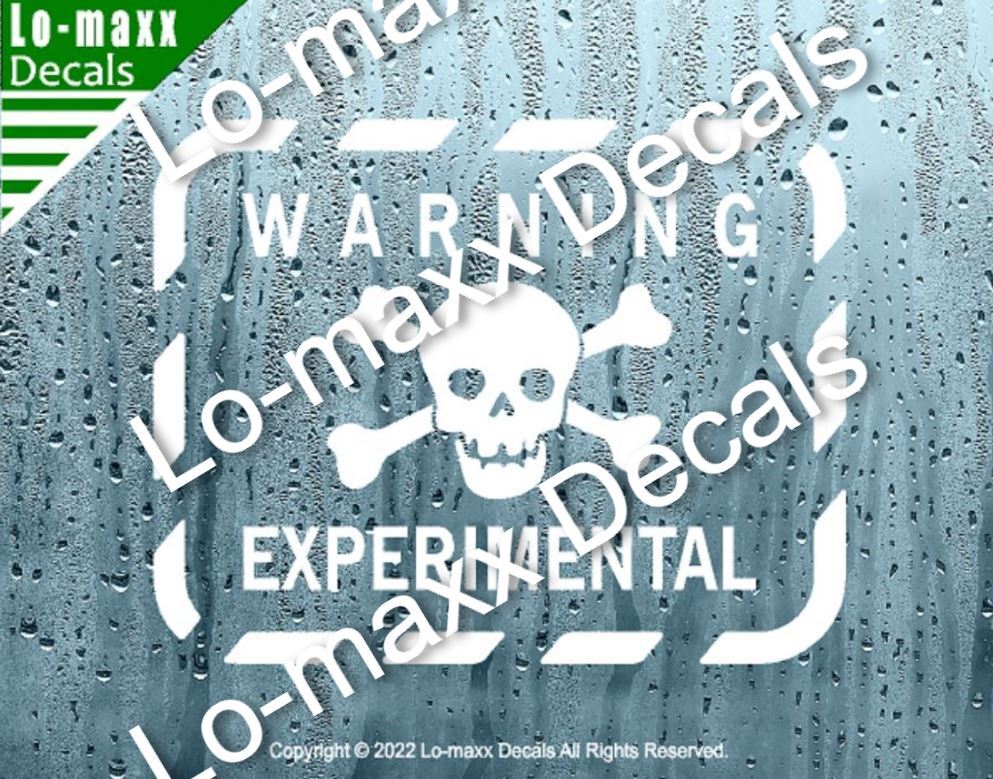 Warning Experimental Skull And Cross Bones Custom Graphic Die Cut Vinyl Decal