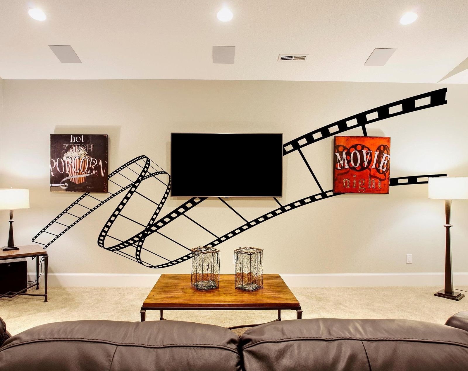 Wavy Film Strip Vinyl Wall Decal Sticker. Movie Theme Room Decor. Black Vinyl.