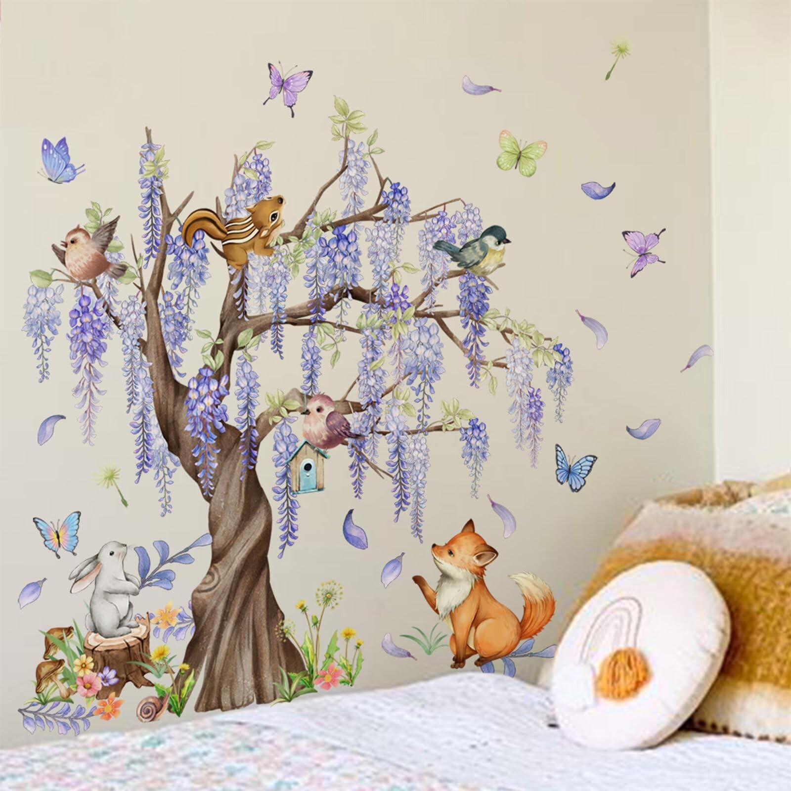 TUOKING Wall Stickers Decor,Removable Purple Tree Wall Murals Peel and Stick …