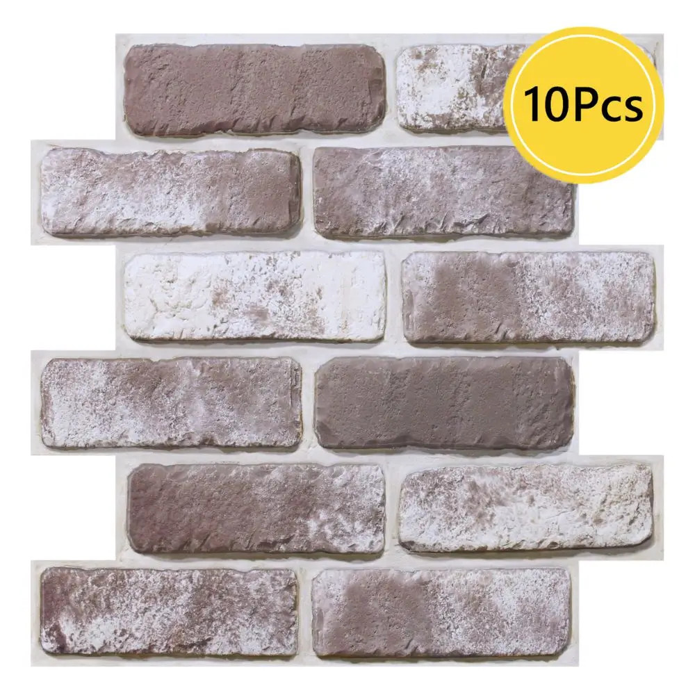 10 Pcs 3D Wall Panels Peel and Stick, 3D Brick Wall Stickers, Adhesive Tile Back