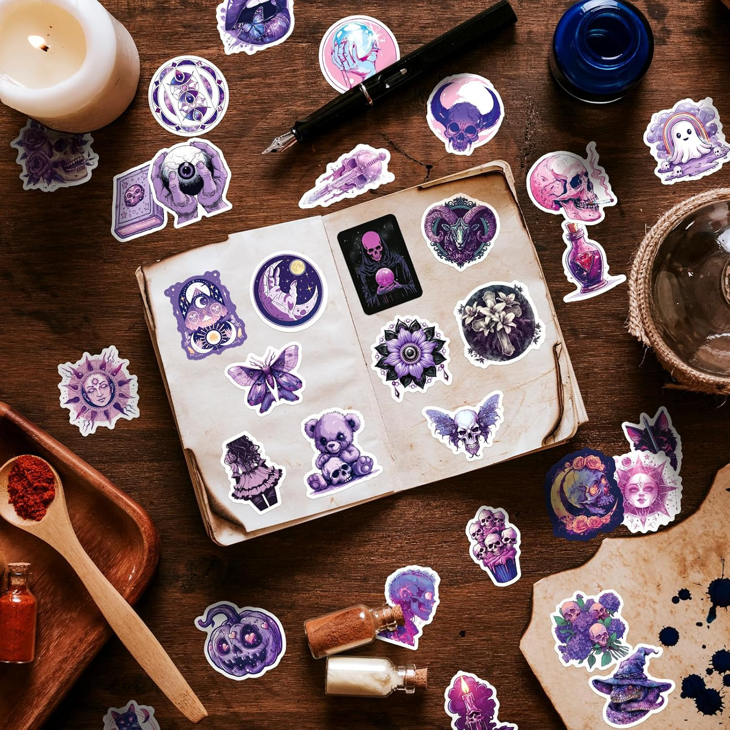 Gothic Stickers Pack – 100Pcs Waterproof Decals for Water Bottles, Skateboard