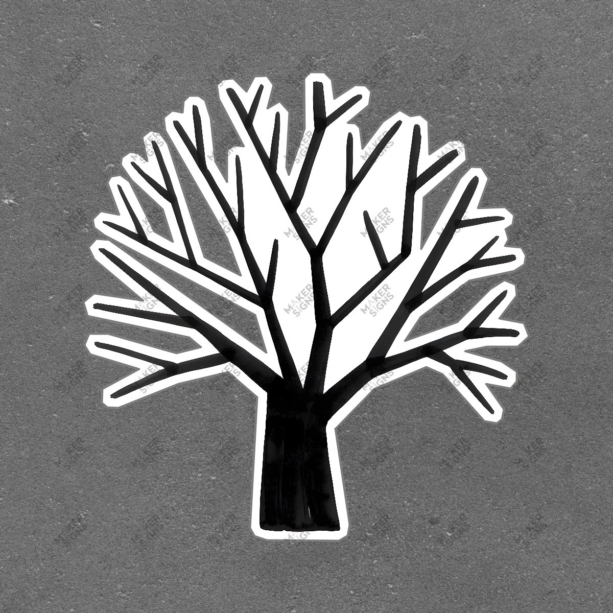 Minimalistic Black Tree Silhouette Wall Art Modern Geometric Design #7757