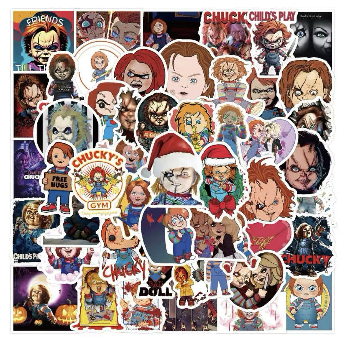 Chucky Style Stickers 60pk Chucky Horror Stickers Tiffany Chucky Good Boy Fun