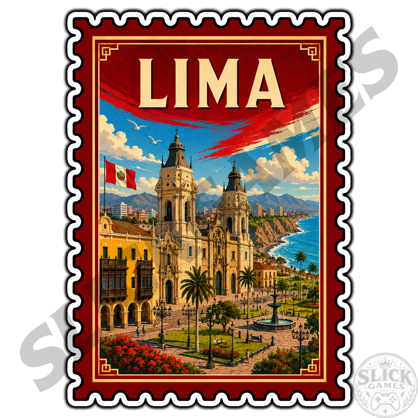 Lima Peru Travel Postage Stamp Sticker #1 Waterproof Vinyl Decal Die-Cut