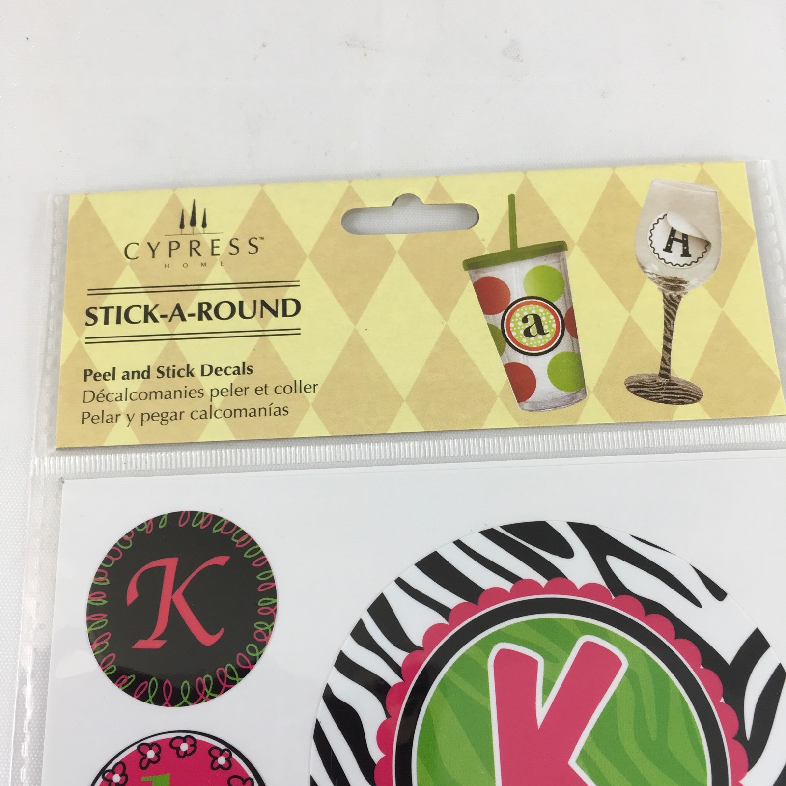 Stick-A-Round Peel And Stick Monogram "K" Assorted Decals Cypress Home