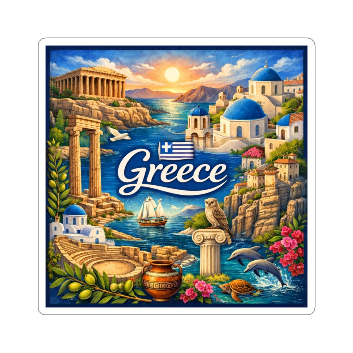 Greece Sticker | Greek Islands, Athens Travel Souvenir