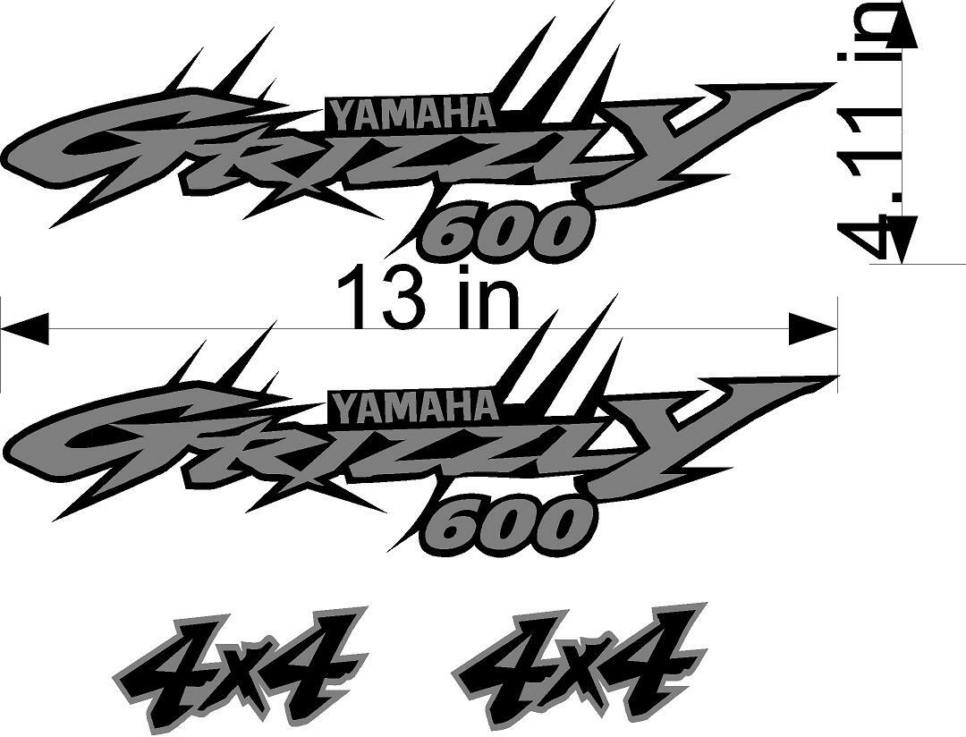 Yamaha Grizzly 4×4 600 Edition ATV Tank Decal Sticker kit Custom Silver