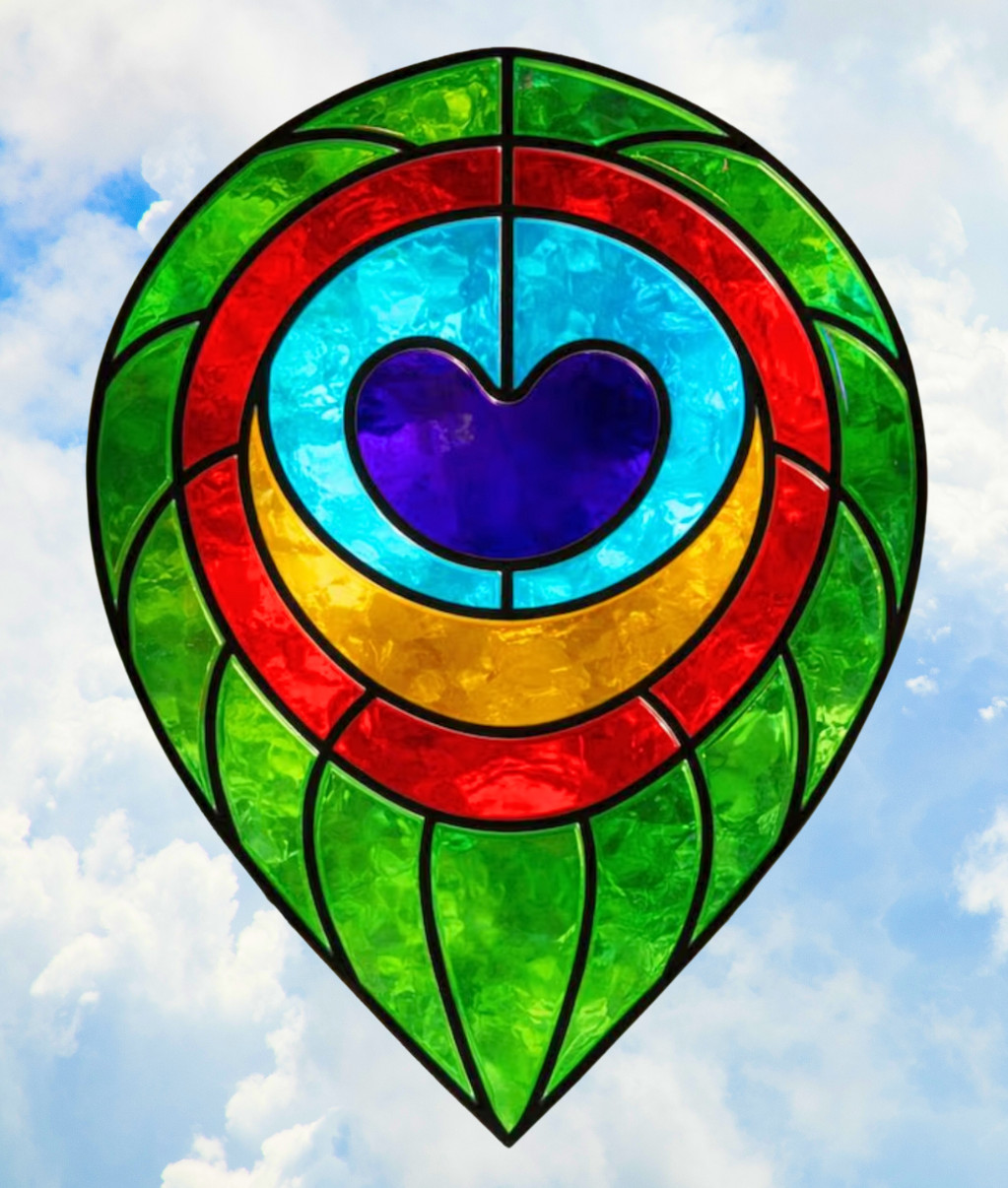 Peacock Feather Faux Stained-Glass WINDOW CLING Size 10.6" Repositionable Vinyl