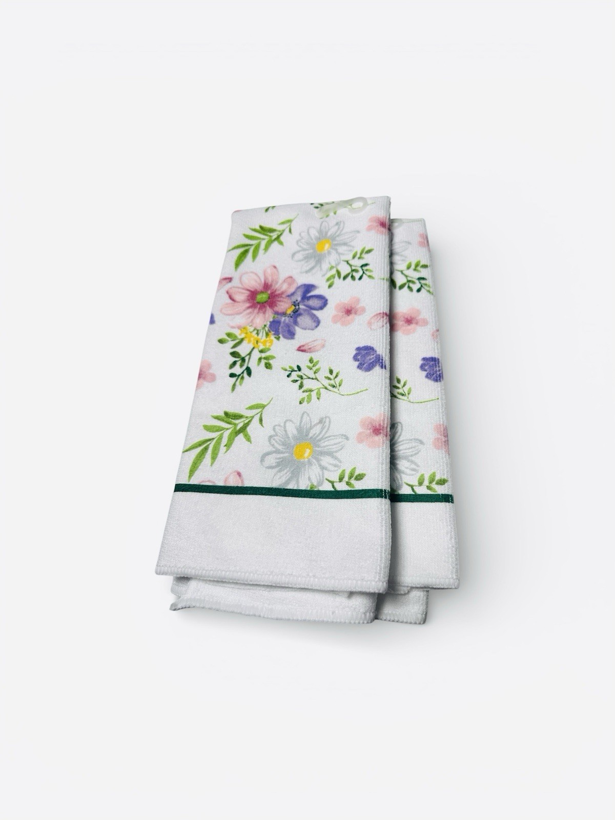 Home Collection Floral Cotton Kitchen Towels Set of 2 White Pink Purple Yellow