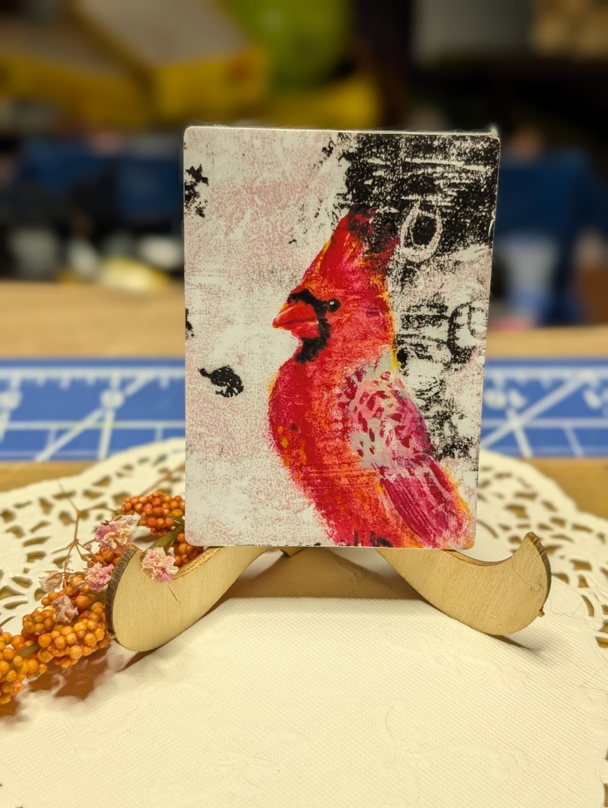 Original Art Vinyl Sticker Red Cardinal Wildlife Illustration Pendulum Way