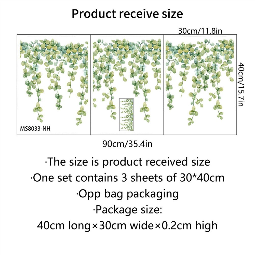 Wall Stickers Eucalyptus Leaf Artistic Green Plants Bedroom Home Decoration