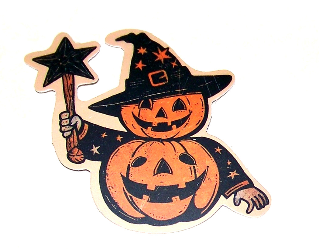 HALLOWEEN Themed Die Cut Sticker Decal All Hallows Eve Holiday – Pumpkin Witch