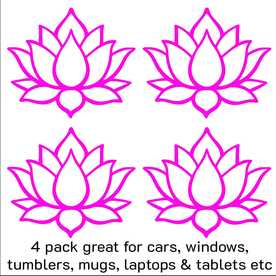 Lotus 4 pack 3" Vinyl Decals Car Windows Tablet Tumblers Mugs Cups Notebook