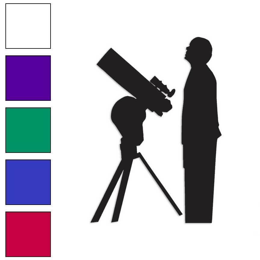 Astronomer Telescope Art, Vinyl Decal Sticker, Multiple Colors & Sizes #2346