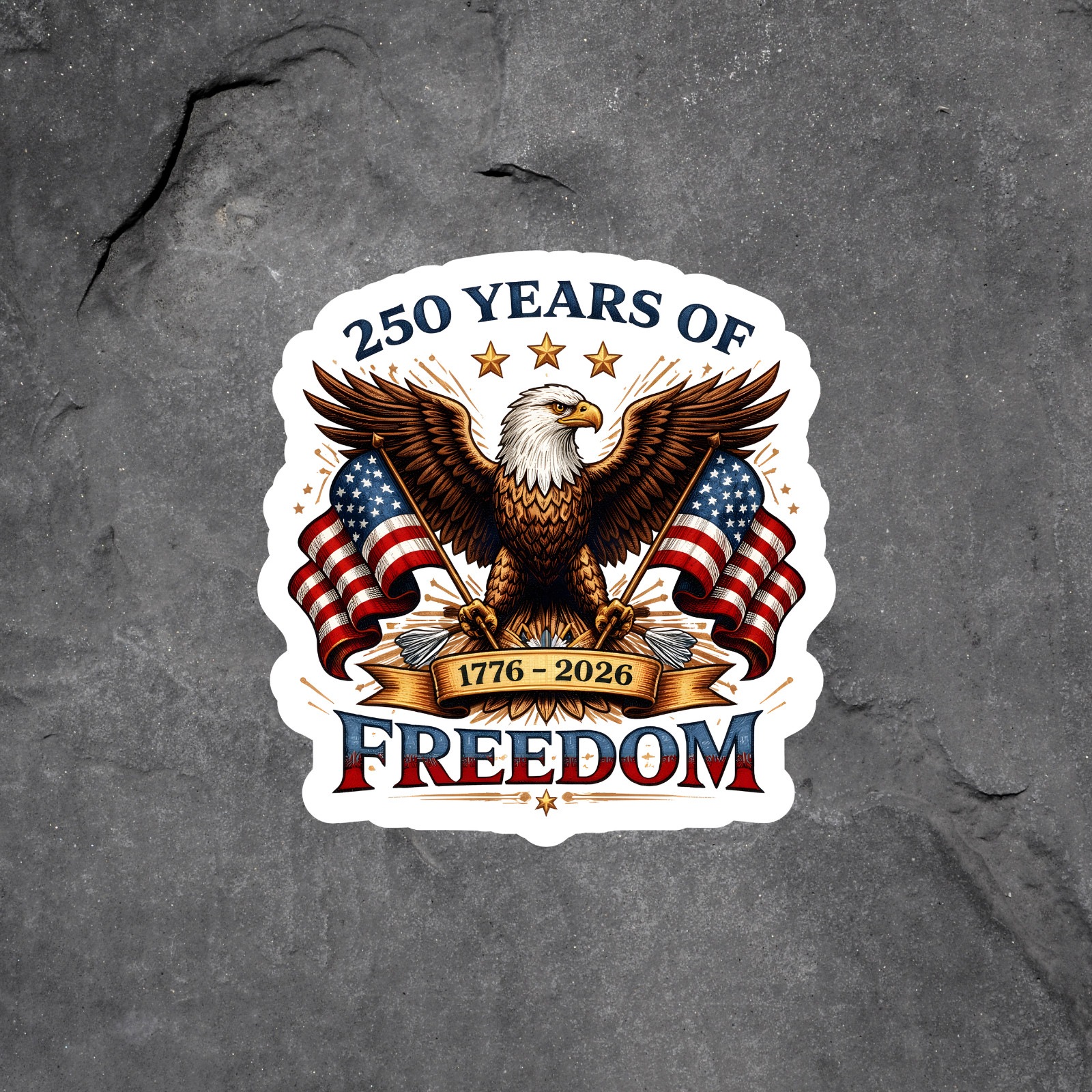 Freedom 250 Sticker Vinyl Decal Patriotic Eagle USA 1776 2026 Gift Idea