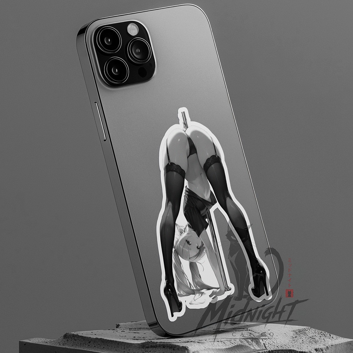 Elf Waifu 7in B&W Vinyl Sticker Anime Manga Lewd Laptop Skateboard Car