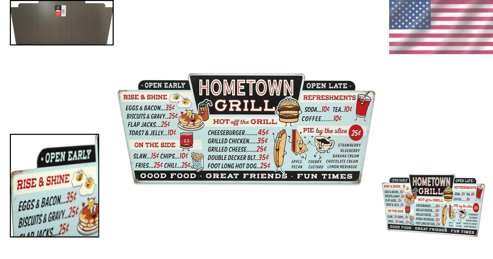 Vintage Distressed Menu Sign for Kitchen – Large Size