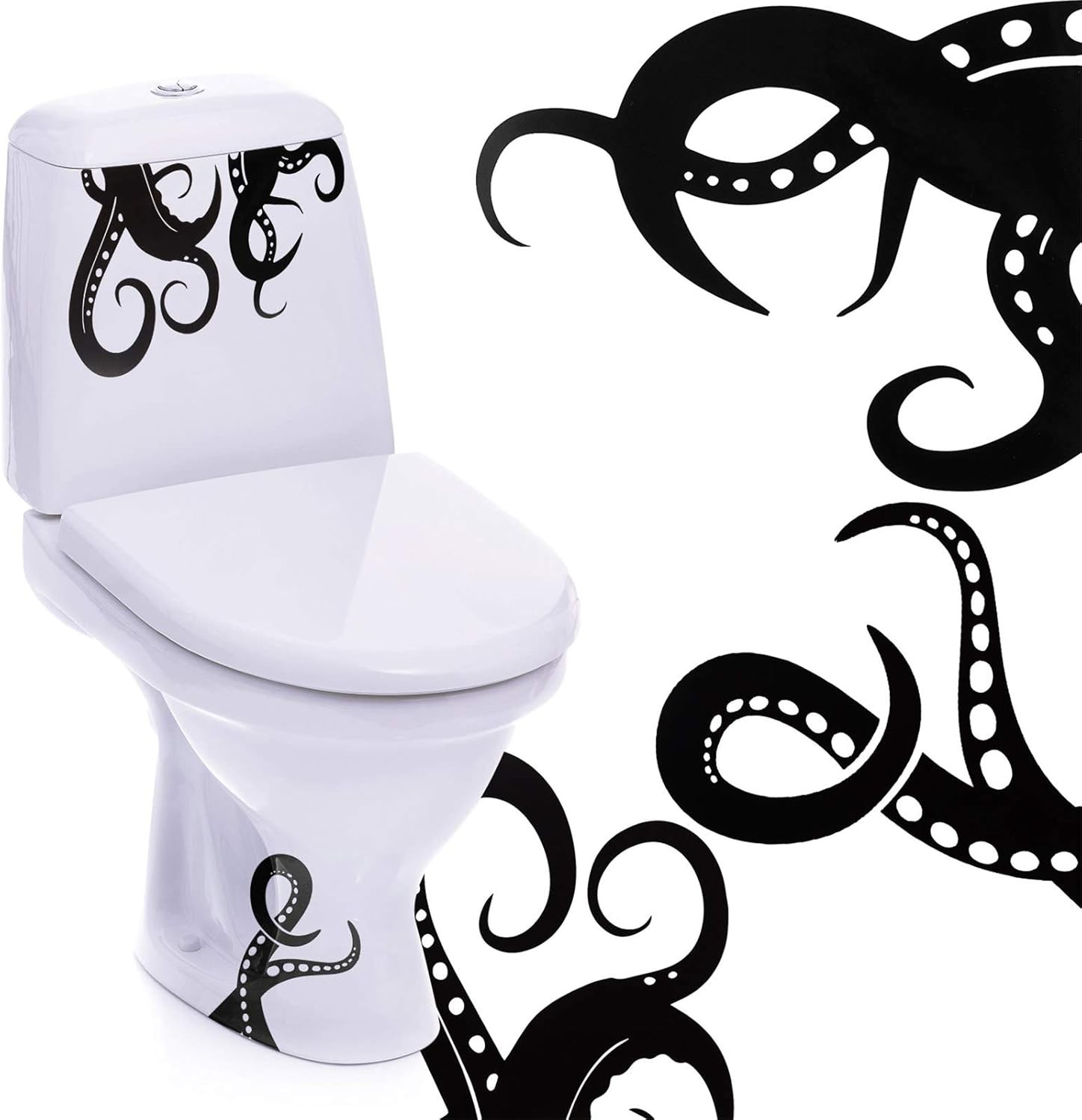 Outus 15 Pieces Kraken Octopus Toilet Tentacles Wall Decals Decor Black