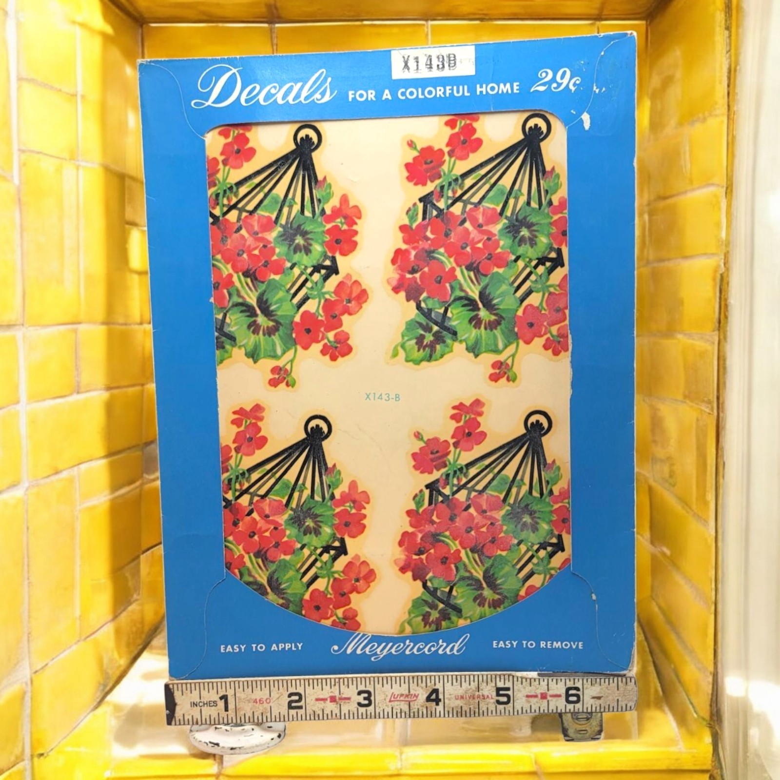 Vintage Meyercord Water Decal Floral Birdcage Geranium Tile Sticker Set