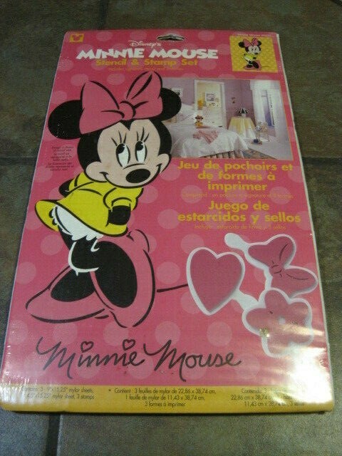MINNIE MOUSE ~ STENCIL AND STAMP SET ~ INCLUDES STENCIL & (3) STAMPS ~ NIP