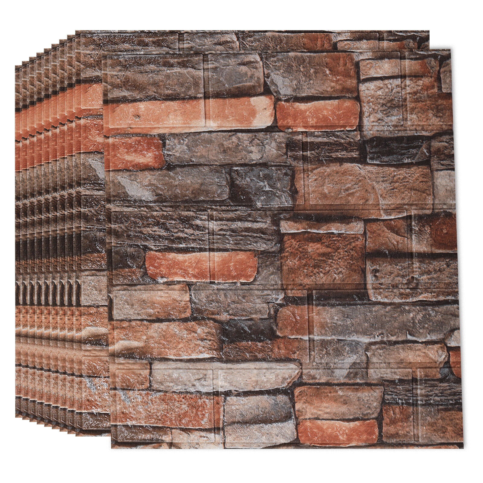 10 Pcs 3D Tile Red Brick Wall Sticker Self-adhesive Foam Panel Wallpaper 38*35