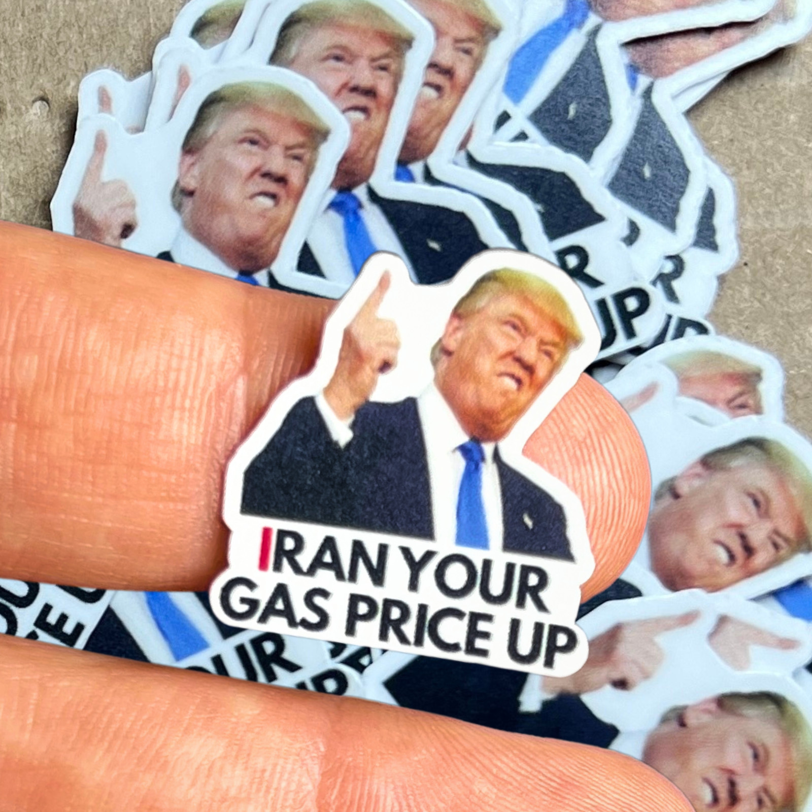 Trump Sticker IRAN YOUR GAS PRICE UP Gas Pump Waterproof NEW 1×1" 10/25/50/100