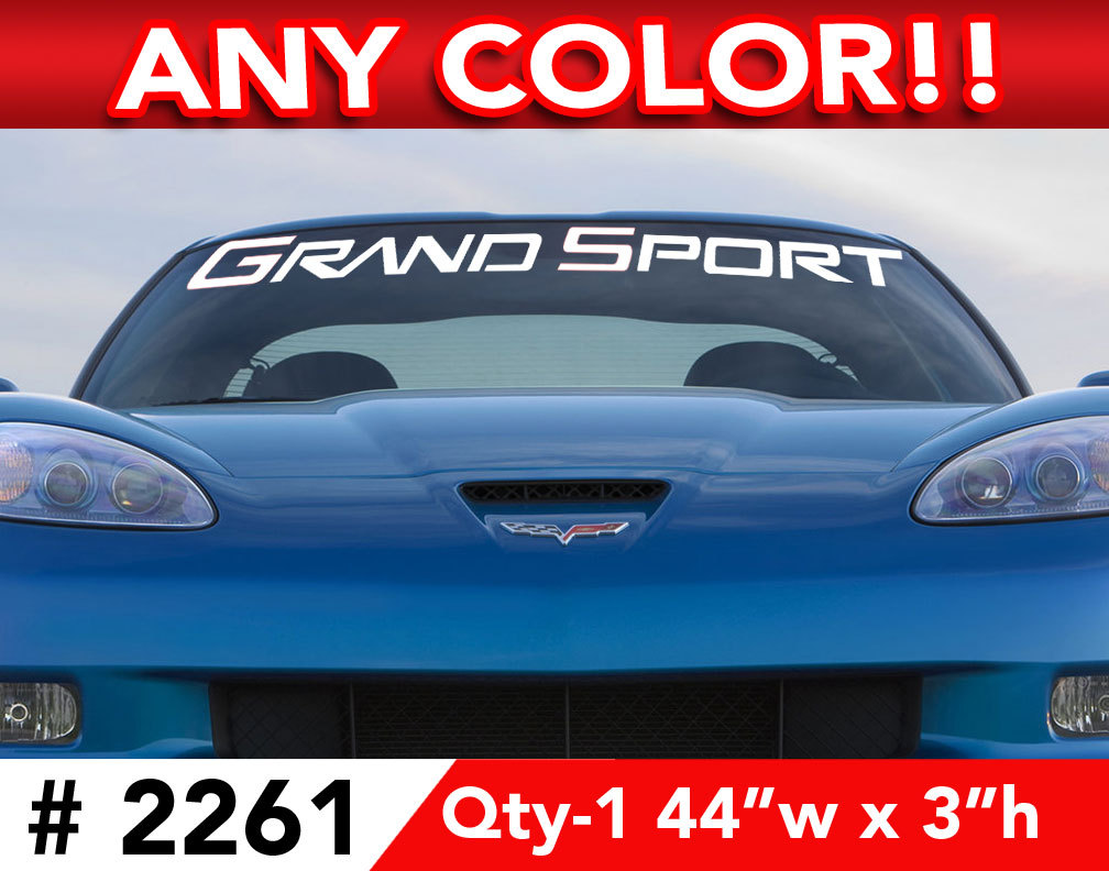 CORVETTE GRAND SPORT WINDSHIELD DECAL STICKER 44"w x3"h Any 1 Color