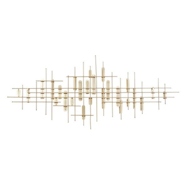 CosmoLiving Gold Metal Geometric Narrow Stripes Wall Decor Iron Modern Art