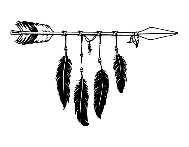 Set of 2 – Indian Feathers Arrow Decals Stickers Feather Beads Arrowhead #03