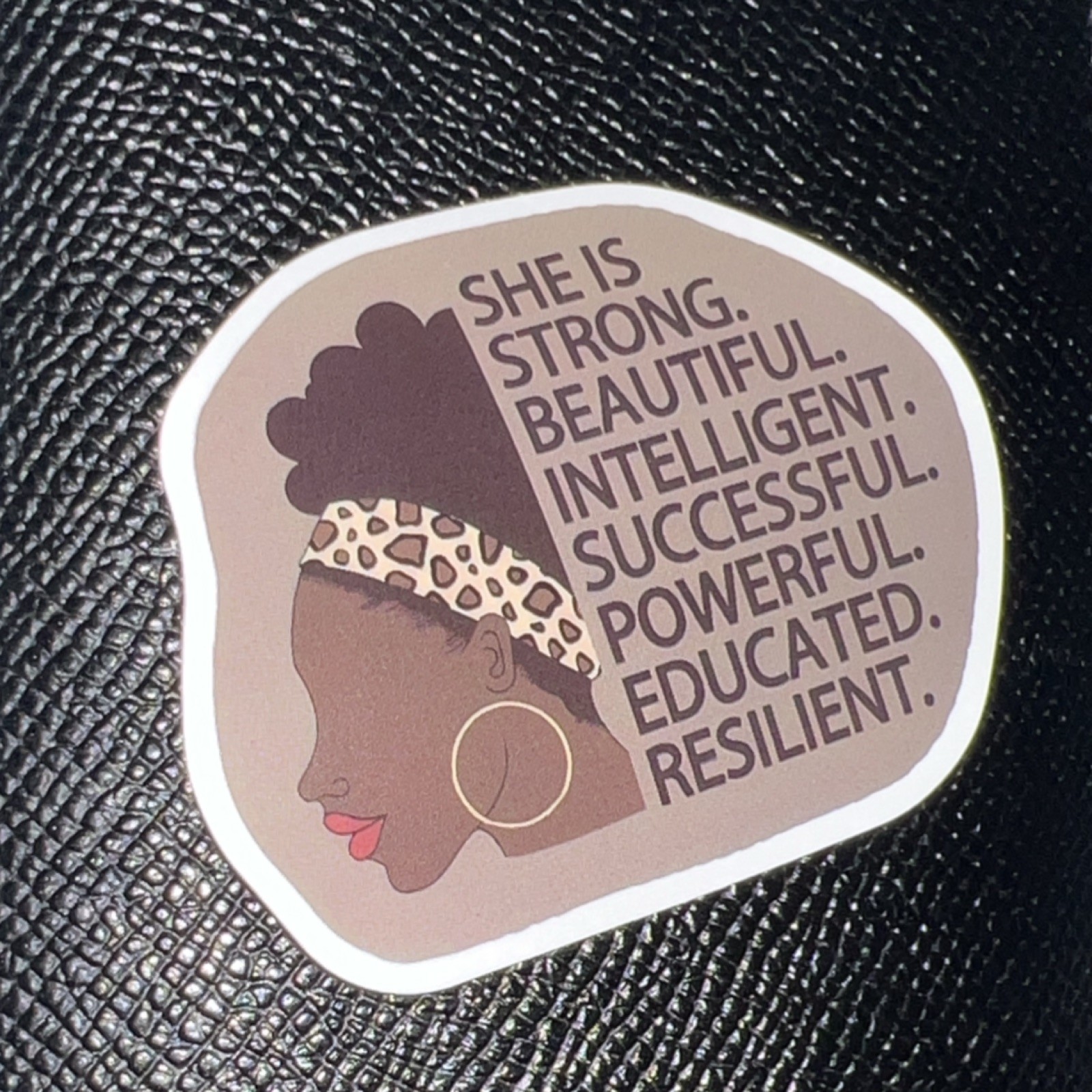 Inspirational African Woman Vinyl Sticker Leopard Print Self-Adhesive sticker