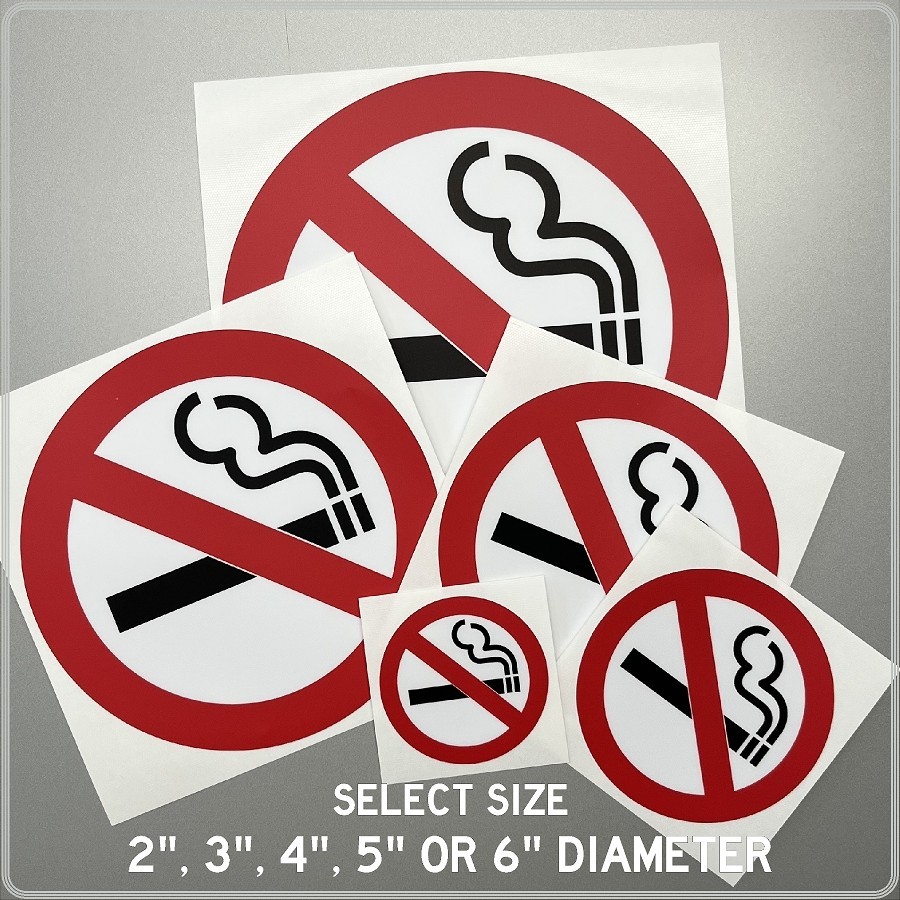 NO SMOKING Laminated Decal / Sticker High Quality Choose Size 2"-6" Diameter