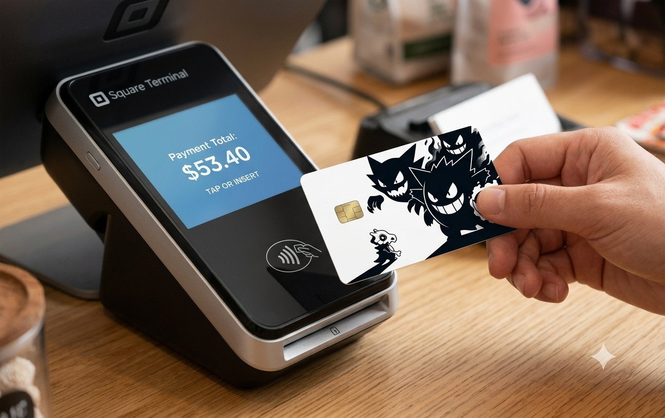 Minimalist Pokemon Black and White Gengar Debit Card Credit Card Skin Sticker