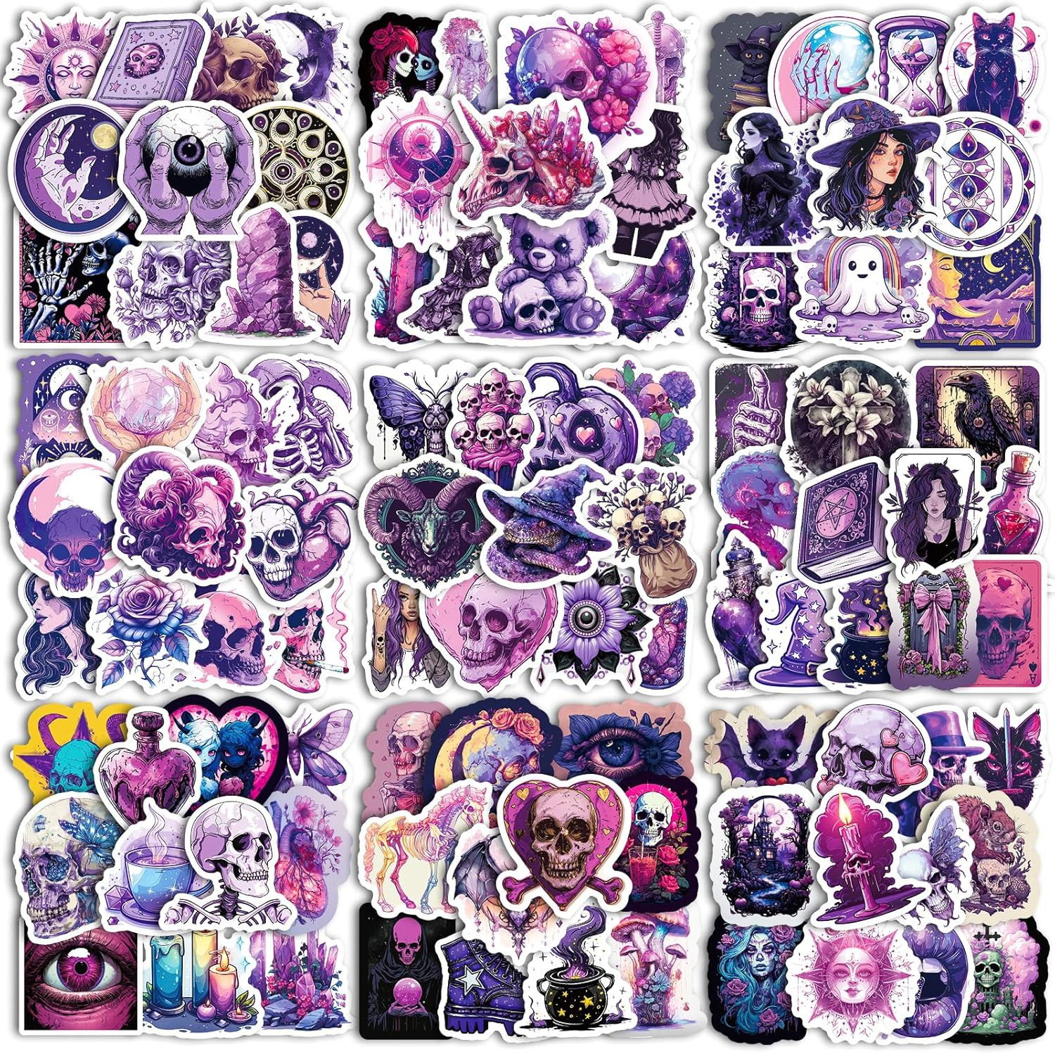 Gothic Stickers Pack – 100Pcs Waterproof Decals for Water Bottles, Skateboard