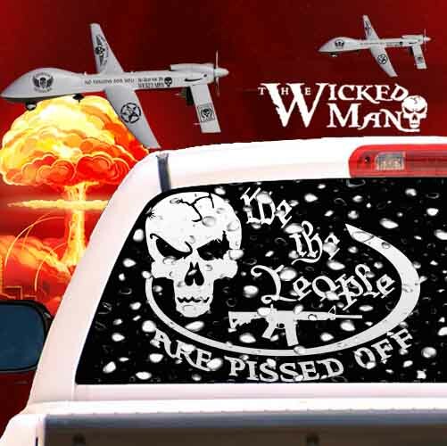The Wicked Man – We The People Are Pissed Off Skull Oval Decal Sticker